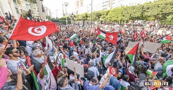 الآلاف يتظاهرون في العاصمة التونسية دعماً للحق الفلسطيني