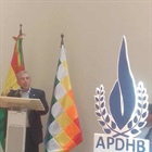 السفير العلواني يستعرض انتهاكات حقوق الانسان في الارض الفلسطينيية المحتلة خلال كلمته في الذكرى 47 لتأسيس الهيئة البوليفية لحقوق الإنسان