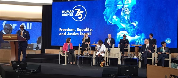‏Minister Dr. Malki delivers the State of Palestine’s speech at the high-level event to commemorate the 75th anniversary of the Universal Declaration of Human Rights in Geneva