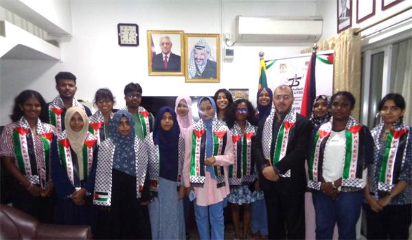 سفارة دولة فلسطين لدى سريلانكا تستقبل طلاب من جامعة كولومبو في اطار تعزيز الوعي بالقضية الفلسطينية