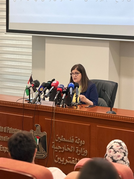 وزارة الخارجية والمغتربين تعقد مؤتمراً صحفياً  لتسليط الضوء على تصاعد جرائم واعتداءات المستوطنين في الأرض الفلسطينية المحتلة