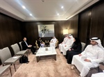 د.  شاهين وزيرة الخارجية والمغتربين تلتقي مع  وزير الدولة للشؤون الخارجية القطري  في جدة