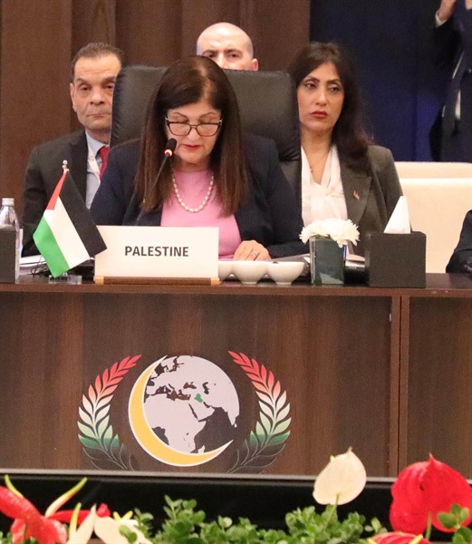 وزيرة الخارجية والمغتربين تلقي كلمة دولة فلسطين في الدورة الثانية والخمسين لمجلس وزراء خارجية منظمة التعاون الإسلامي في بغداد