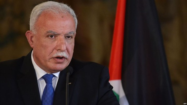Minister Riad Malki  “The State of Palestine condemns the strongest terms the US administration’s lawless position on Israel’s illegal settlements in occupied territory of the State of Palestine,