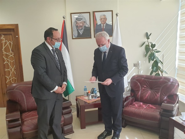 الوزير د. المالكي يتسلم نسخة أوراق اعتماد ممثل جمهورية مالطا الجديد لدى دولة فلسطين