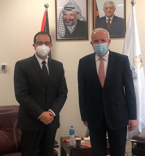 المالكي يودع سفير جمهورية مصر العربية لدى دولة فلسطين