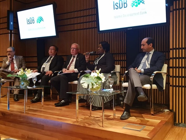 Minister of Foreign Affairs and expatriates and chairman of the Board of Directors of the Palestinian Agency for International cooperation Dr. Riad Malki participates in a panel discussion on the
