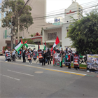 الجالية الفلسطينية والشعب البيروفي يتظاهرون ضــد المجـــازر الاســرائيلية بحق شعبنا الفلسطيني