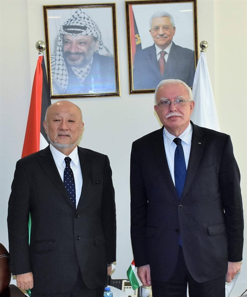 الوزير المالكي يستقبل المبعوث الياباني الجديد الخاص لعملية السلام في الشرق الأوسط السيد تسوكاسا أوئيمورا