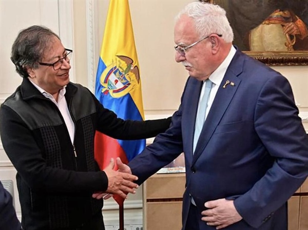During a meeting with Foreign Minister Malki, Columbian president reiterates support for Palestinian rights