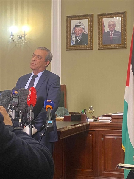 السفير نوفل  يناشد المجتمع الدولي  سيما روسيا التدخل الفوري لحل الأزمة الإنسانية في غزة