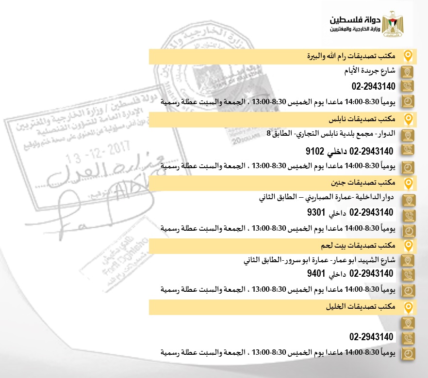 مكاتب التصديقات الخاصة بالوزارة